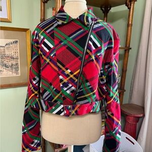 Trashy Diva Red and Green Plaid Bomber Jacket